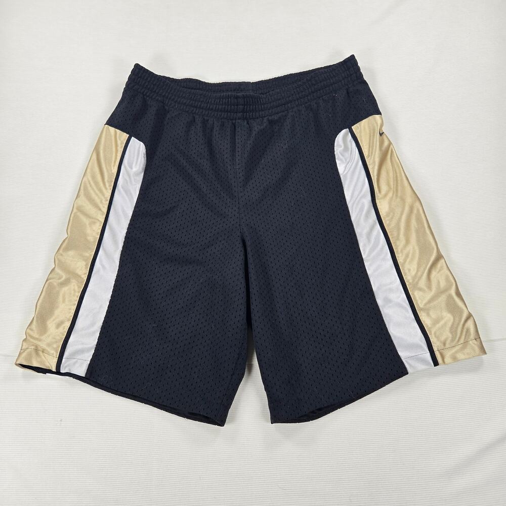Vintage Nike Mesh Durasheen Black Gold‎ White Athletic Shorts Men's Size Medium